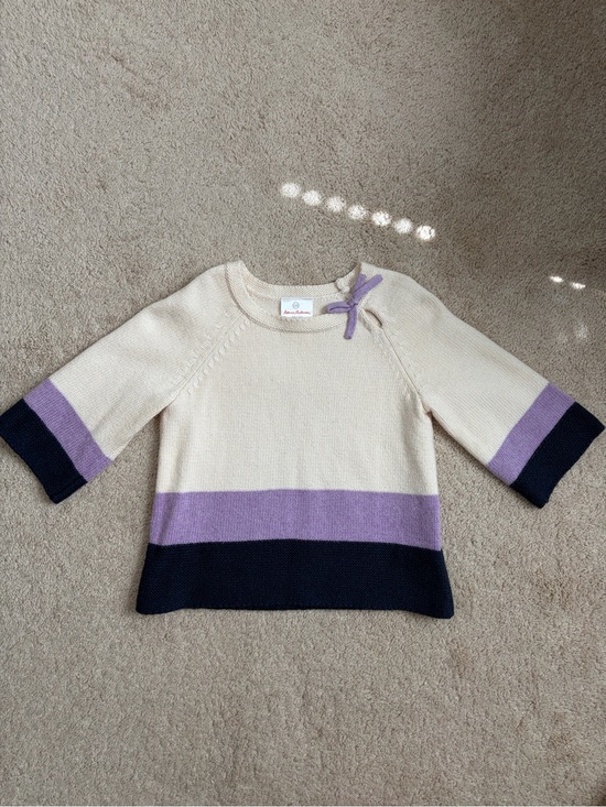 Hanna Andersson Other - Hanna Andersson Girl's Knit Sweater Ivory Purple Blue Size 110 US Size 5